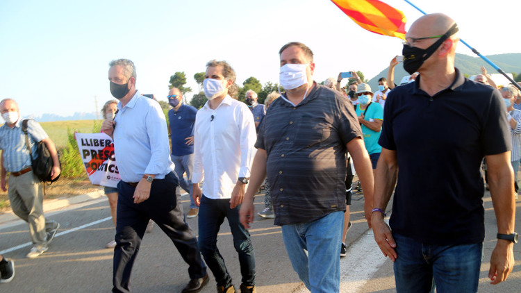 Pla general dels presos independentistes abans d'entrar a Lledoners. Agència Catalana de Notícies