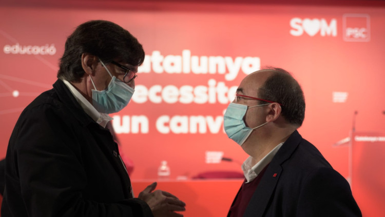 Salvador Illa conversa amb Miquel Iceta. Agència Catalana de Notícies