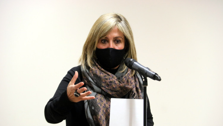 Imatge de l'alcaldessa de l'Hospitalet, Núria Marín, durant la compareixença del 10 de desembre de 2020. Agència Catalana de Notícies