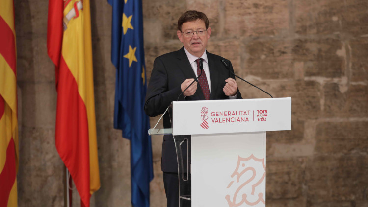 Ximo Puig, en conferència de premsa al Palau de la Generalitat, aquest dimarts.