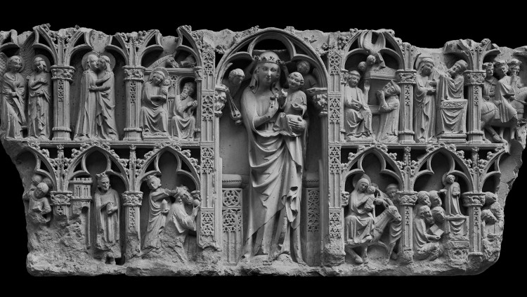 Frontal d’Anglesola (c1320, pedra. Museum of Fine Arts of Boston), que va pertànyer a Francesc Llorens i Riu