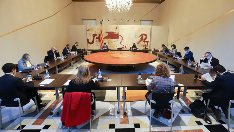 Pla general dels membres del Govern en la reunió del Consell Executiu del 19 de gener del 2021. Agència Catalana de Notícies