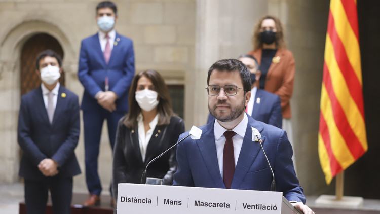 El vicepresident del Govern, Pere Aragonès, en compareixença al Palau de la Generalitat, el 21 de gener de 2021. Agència Catalana de Notícies