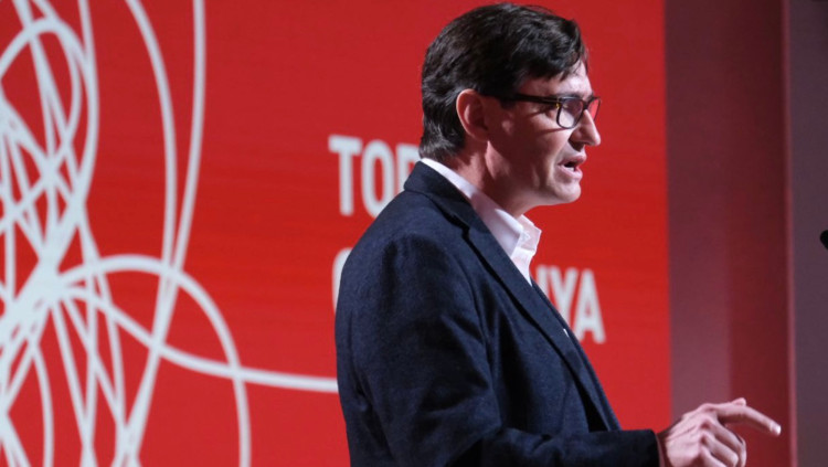 El candidat del PSC el 14-F i encara ministre de Sanitat, Salvador Illa, durant la seva intervenció el 23 de gener del 2021. Agència Catalana de Notícies