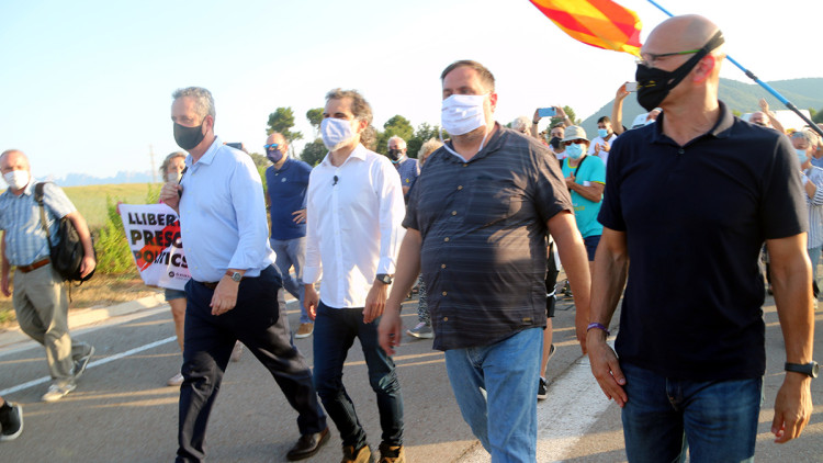 Pla general dels presos independentistes abans d'entrar a Lledoners. Agència Catalana de Notícies