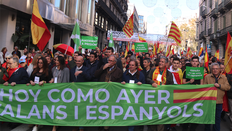 Membres de la direcció de Vox a Catalunya durant una manifestació el 6 de desembre de 2019. ACN (Mariona Puig)