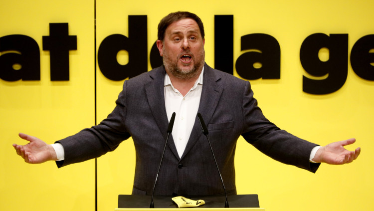 El president d'ERC, Oriol Junqueras, durant l'acte de campanya a Badalona. Agència Catalana de Notícies
